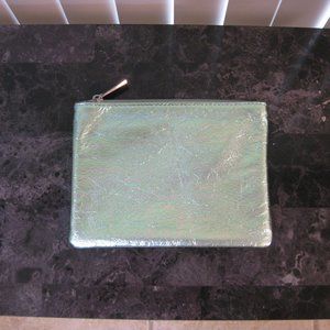 NWOT Express green metallic makeup bag pouch